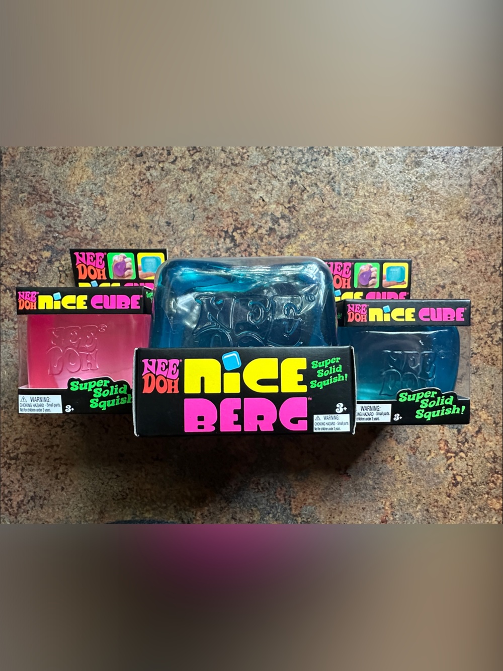 Nee Doh Nice Berg Cube - Blue & Pink Squish Toy